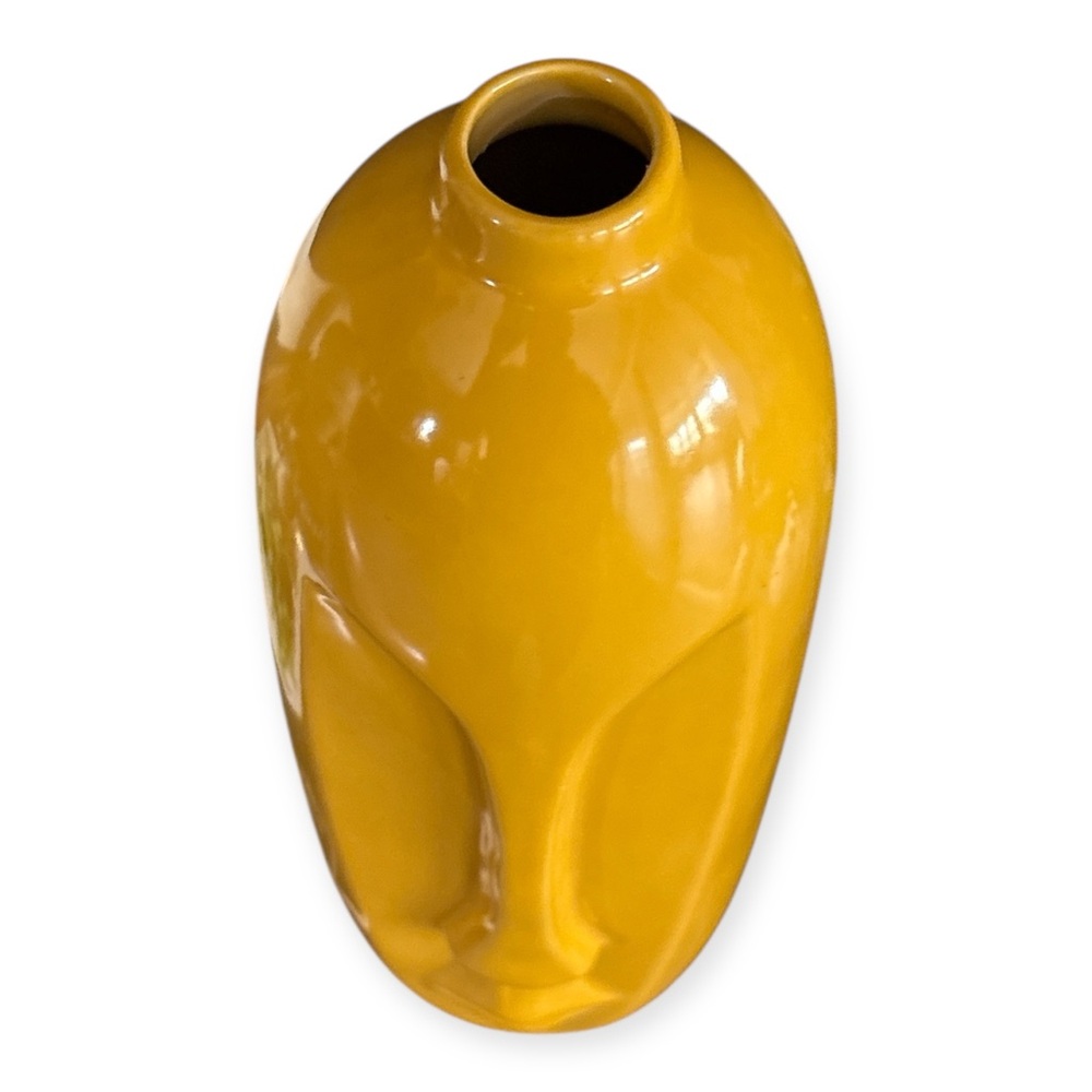 Modern Yellow Abstract Ceramic Head Vase, Glossy Decor, Abstract Art - Picture 4 of 7
